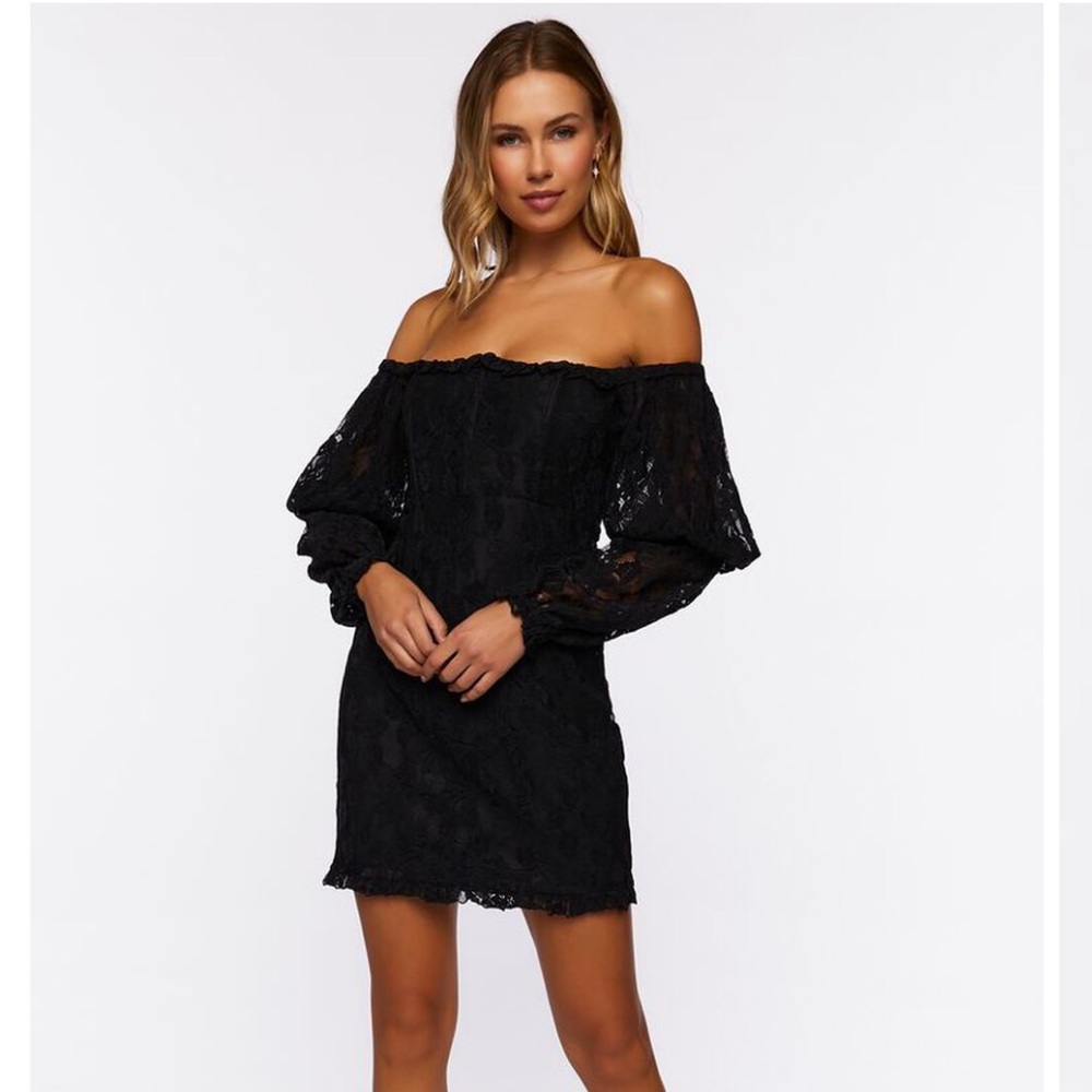 Forever 21 Black Lace Off Shoulder Dress